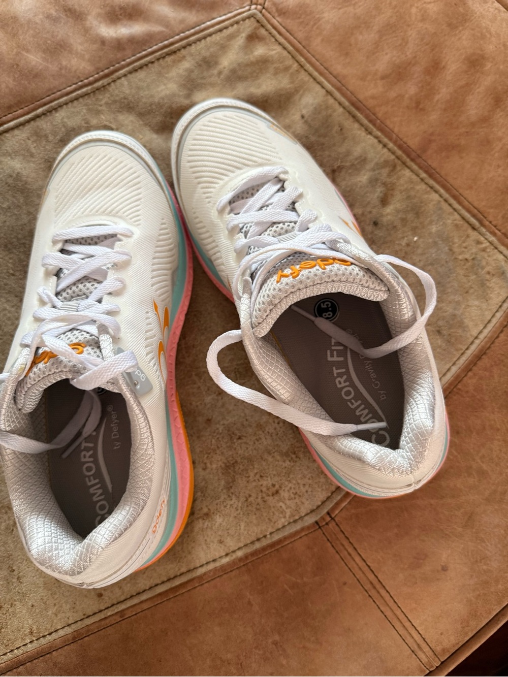 Women's White Athletic Sneakers with Pink and Mint Accents
